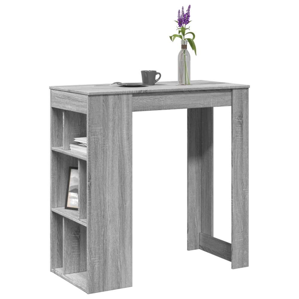 vidaXL Τραπέζι Μπαρ με Ράφια Γκρι Sonoma 102x50x103,5εκ. Επεξεργ. Ξύλο