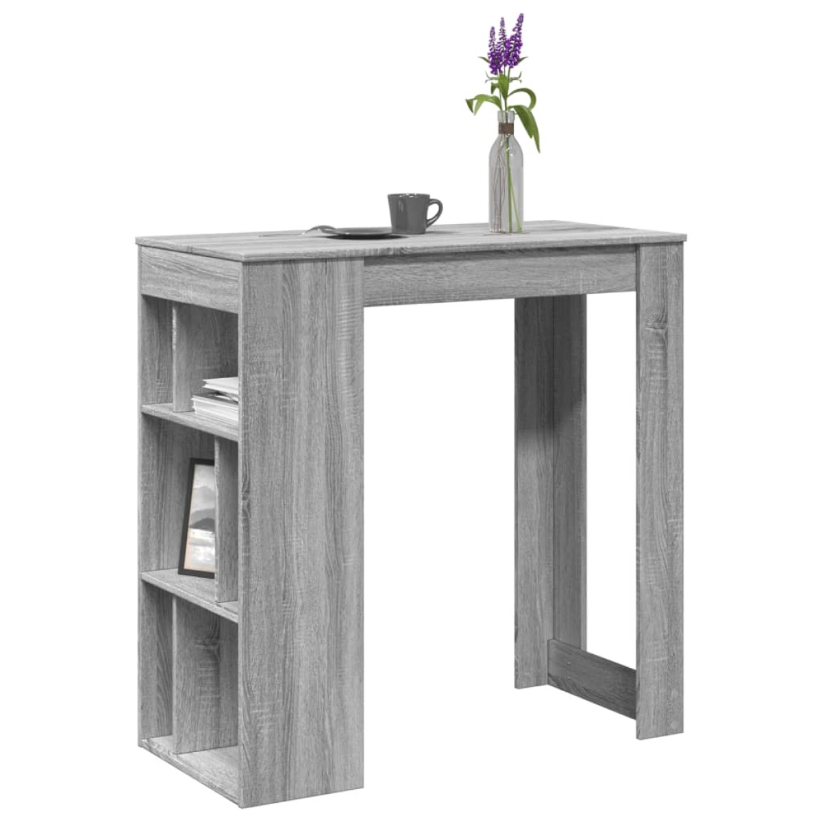 vidaXL Τραπέζι Μπαρ με Ράφια Γκρι Sonoma 102x50x103,5εκ. Επεξεργ. Ξύλο
