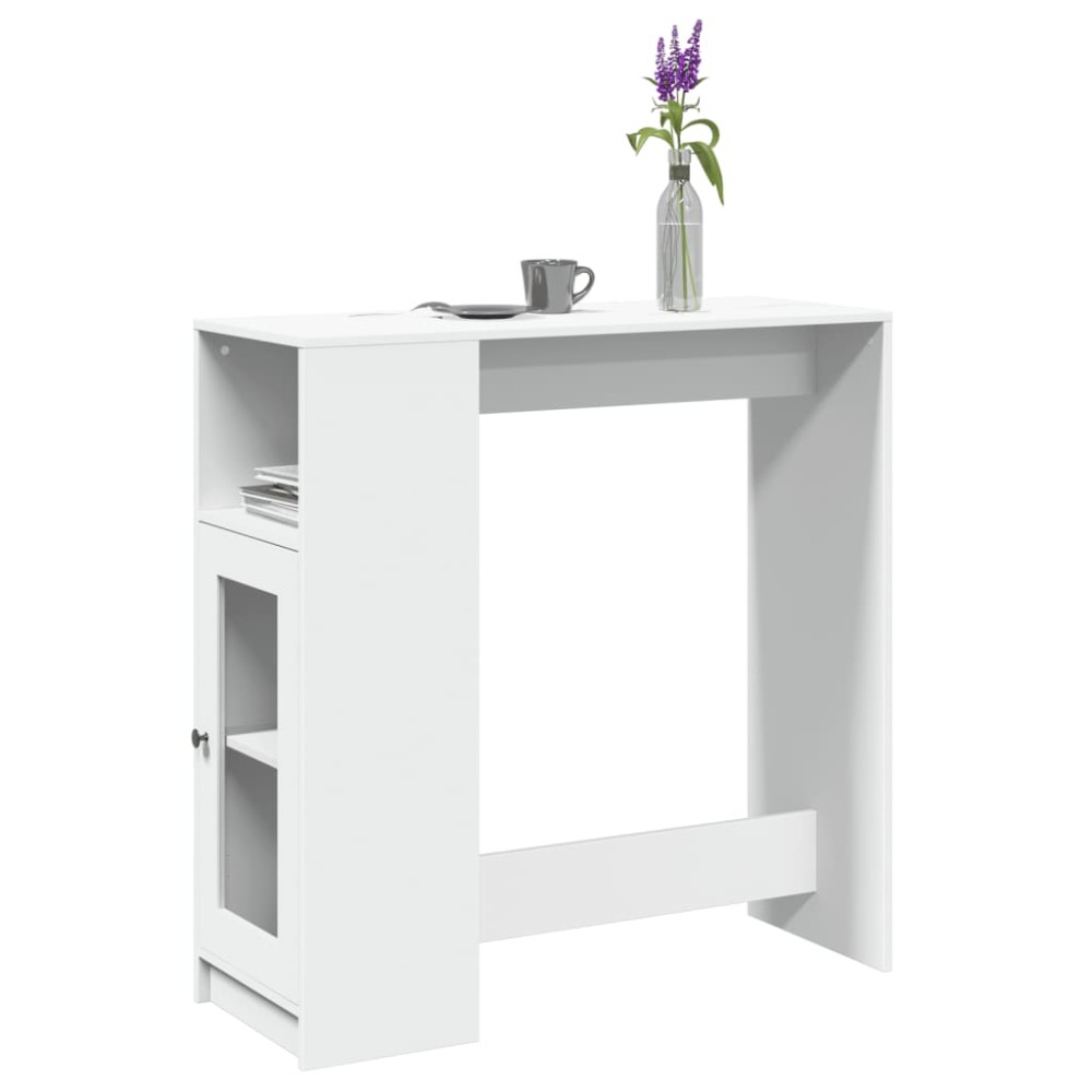 vidaXL Τραπέζι Μπαρ με Ράφια Λευκό 101x40x103,5 εκ. Επεξεργ. Ξύλο