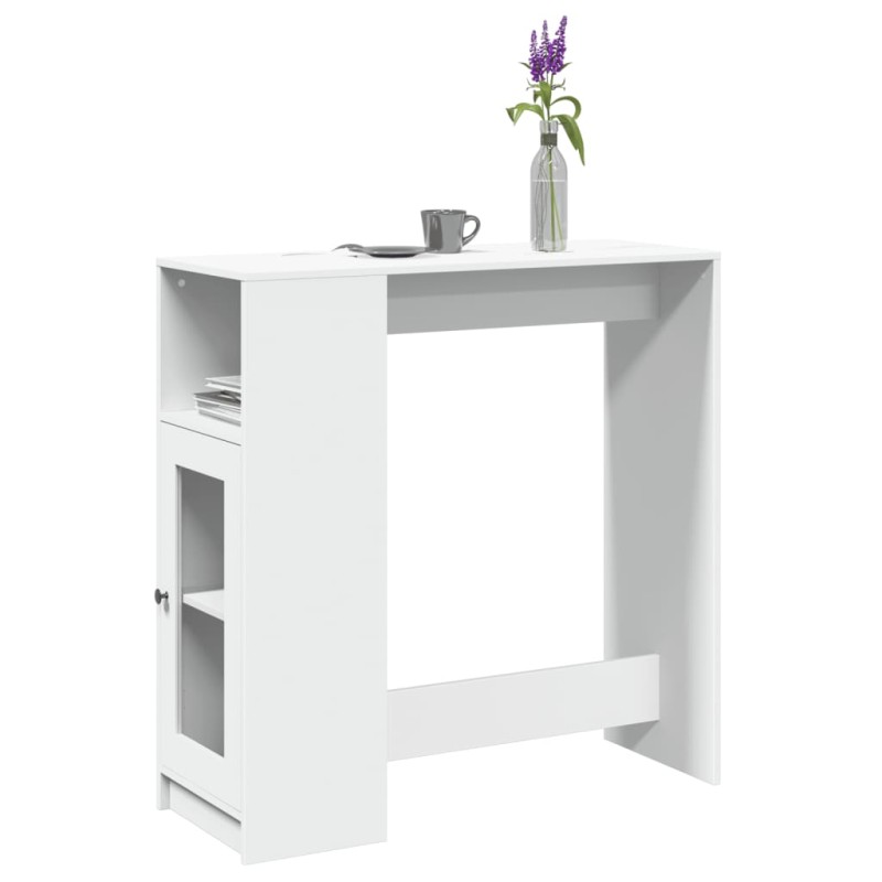 vidaXL Τραπέζι Μπαρ με Ράφια Λευκό 101x40x103,5 εκ. Επεξεργ. Ξύλο