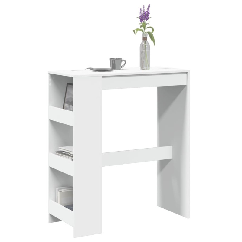 vidaXL Τραπέζι Μπαρ με Ράφια Λευκό 90x40x103,5 εκ. Επεξεργ. Ξύλο