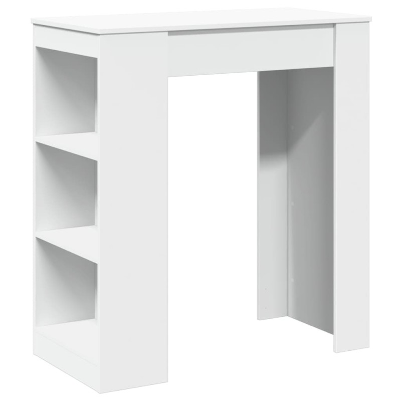 vidaXL Τραπέζι Μπαρ με Ράφια Λευκό 95x47x103,5 εκ. Επεξεργ. Ξύλο
