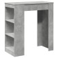 vidaXL Τραπέζι Μπαρ με Ράφια Γκρι Σκυρ. 95x47x103,5 εκ Επεξεργ. Ξύλο