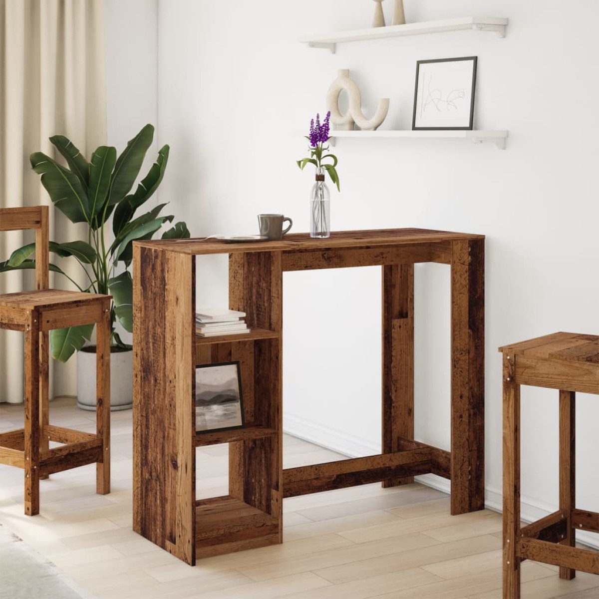 vidaXL Τραπέζι Μπαρ με Ράγες 124x46x103,5 εκ. Επεξεργ. Ξύλο
