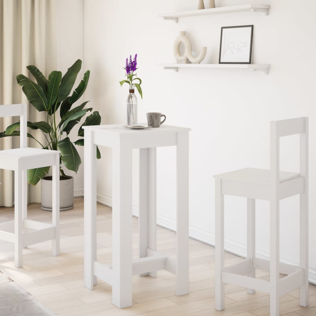 vidaXL Τραπέζι Μπαρ Λευκό 51x50x103,5 εκ. Επεξ. Ξύλο