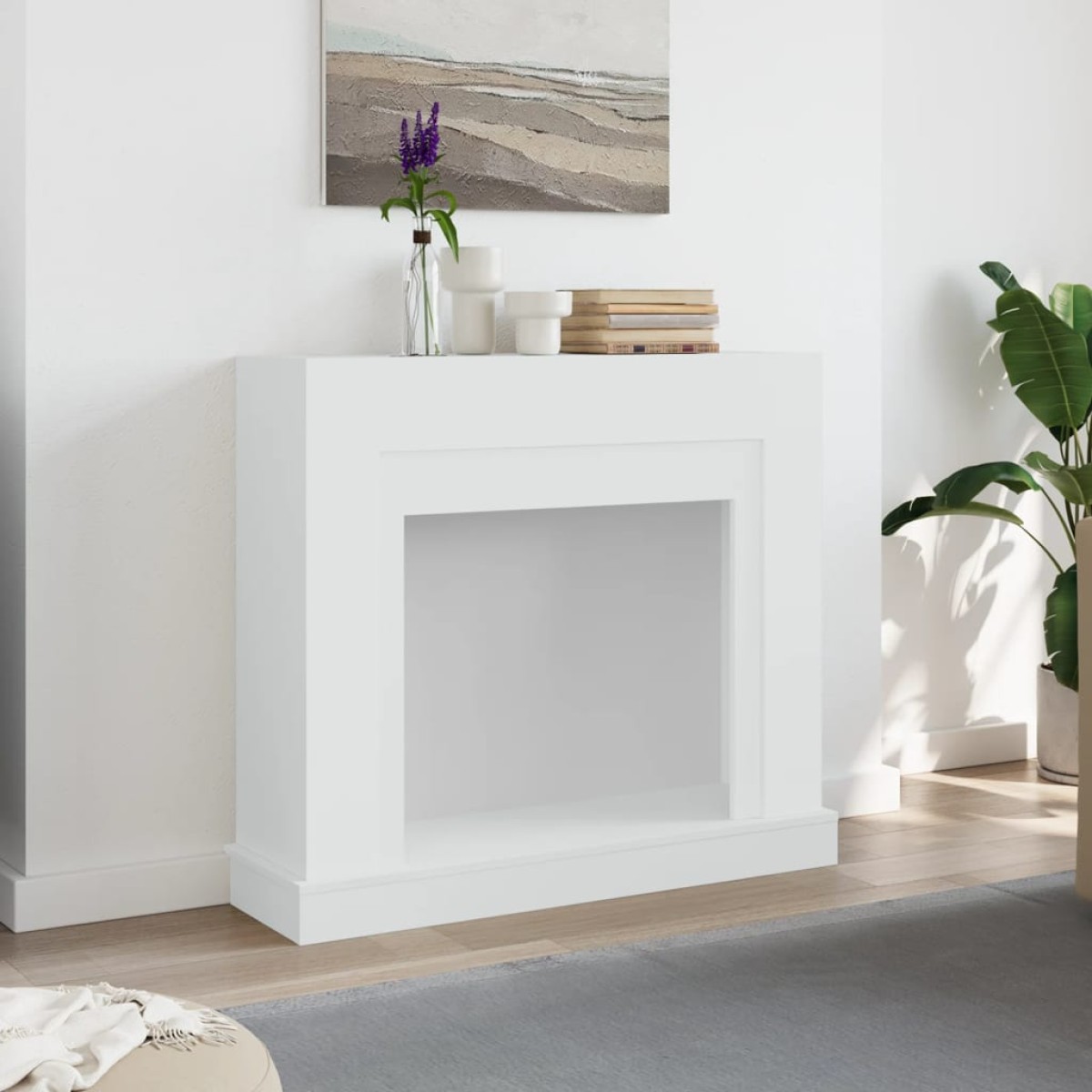 vidaXL Πλαίσιο Τζακιού Λευκό 100x30x87,5 εκ. από Επεξ. Ξύλο