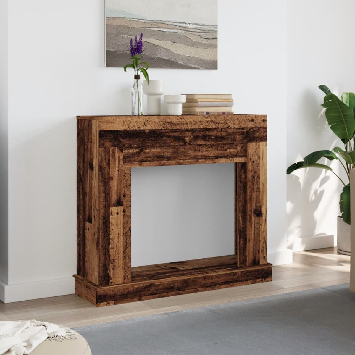 vidaXL Πλαίσιο Τζακιού Όψη Παλαιού Ξύλου 100x30x87,5 εκ. Επεξ. Ξύλο