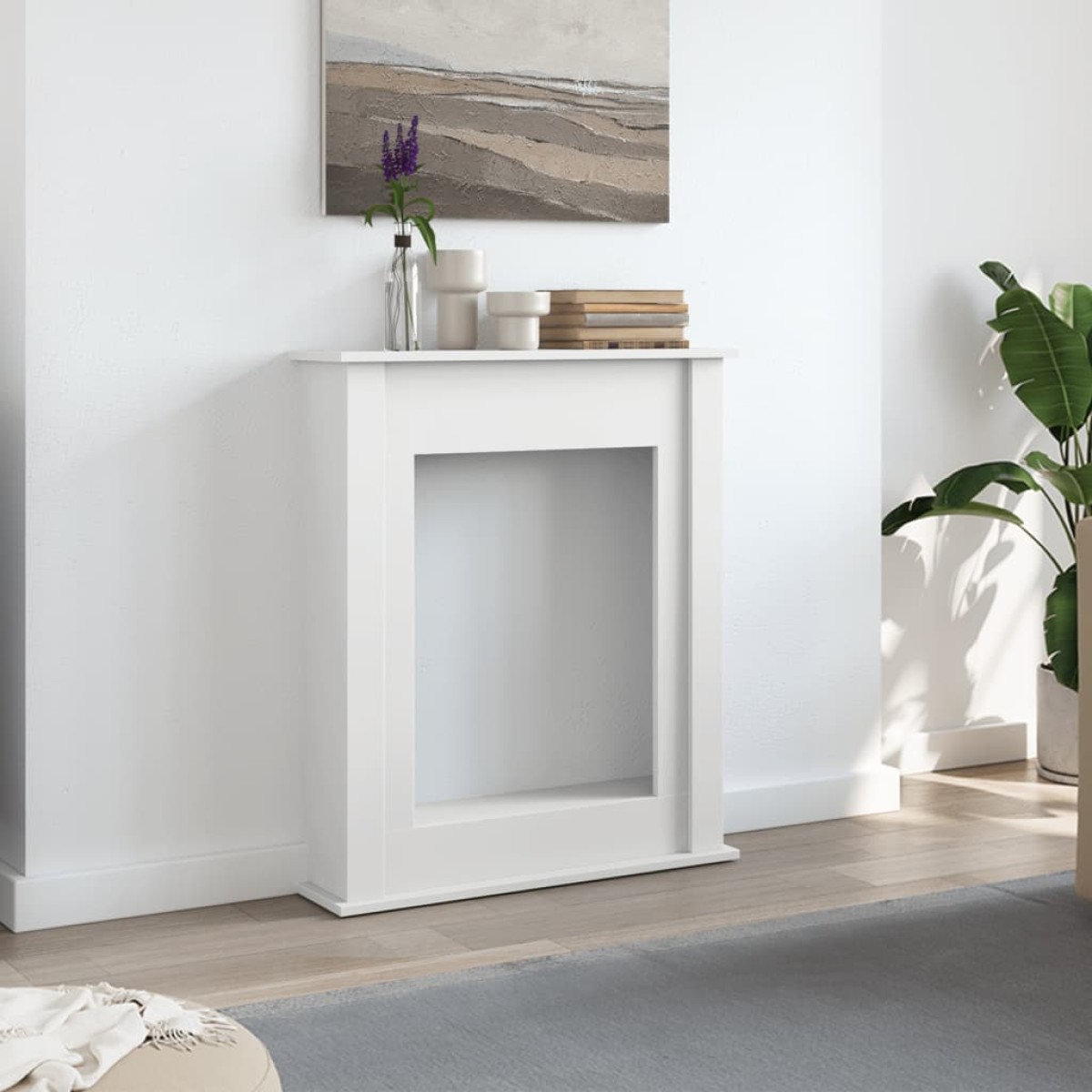 vidaXL Πλαίσιο Τζακιού Λευκό 75x20x87,5 εκ. από Επεξ. Ξύλο