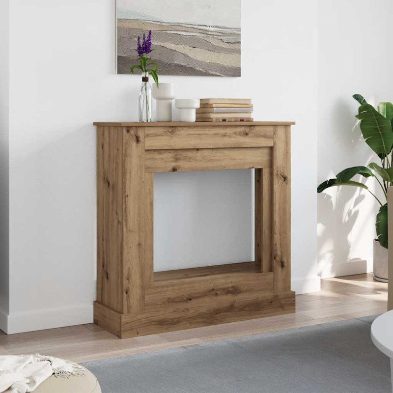 vidaXL Πλαίσιο Τζακιού Αρτισιανή Δρυς 90x30x90 εκ. από Επεξ. Ξύλο
