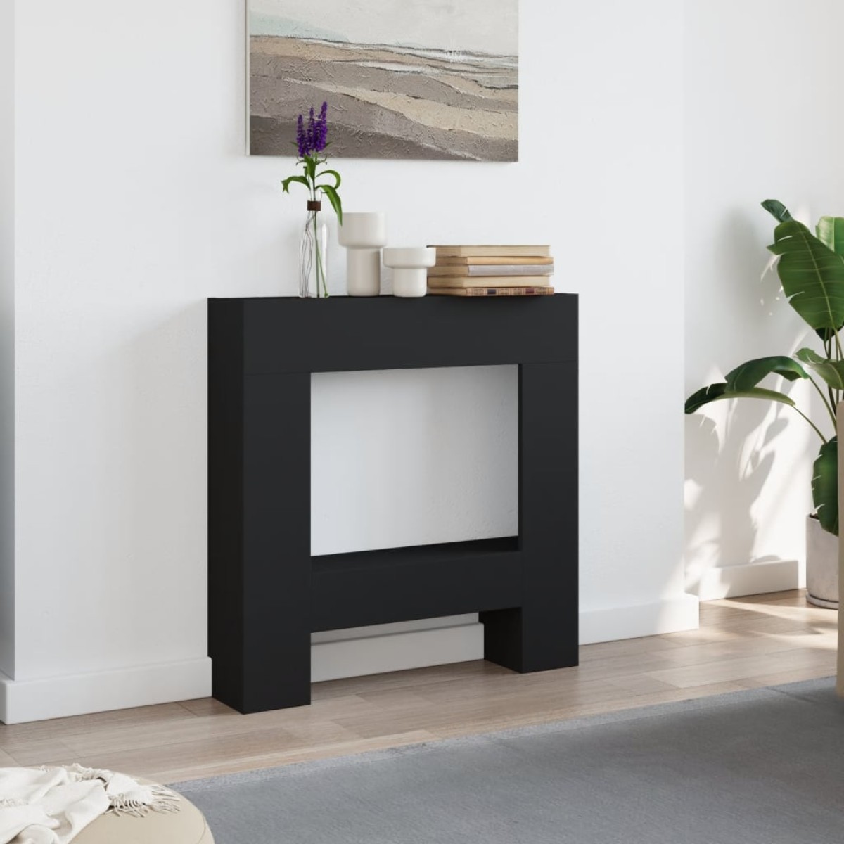 vidaXL Πλαίσιο Τζακιού Μαύρο 81x18x82 εκ. από Επεξ. Ξύλο