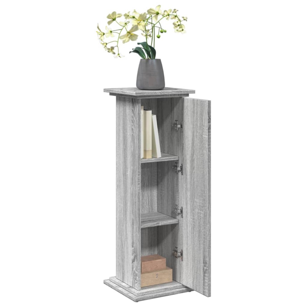 vidaXL Βάση Οθόνης με Αποθ. Γκρι Sonoma 31x30x90 εκ Επεξεργασμένο Ξύλο