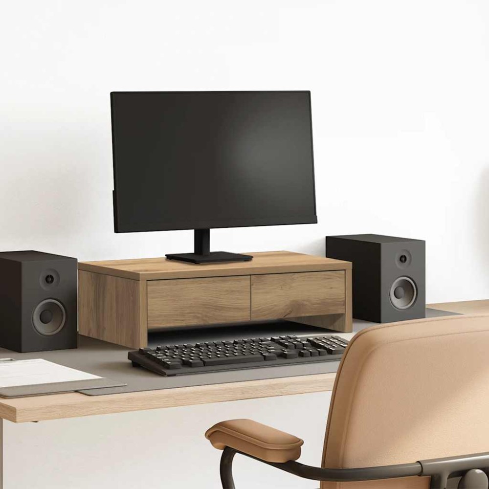 vidaXL Βάση Οθόνης με Συρτάρια Αρτισιανή Δρυς 50x27x15 εκ Επεξεργ Ξύλο