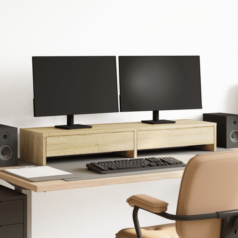 vidaXL Βάση Οθόνης με Συρτάρια από Sonoma Δρυς 100x27x15 εκ. από Τεχνητό Ξύλο