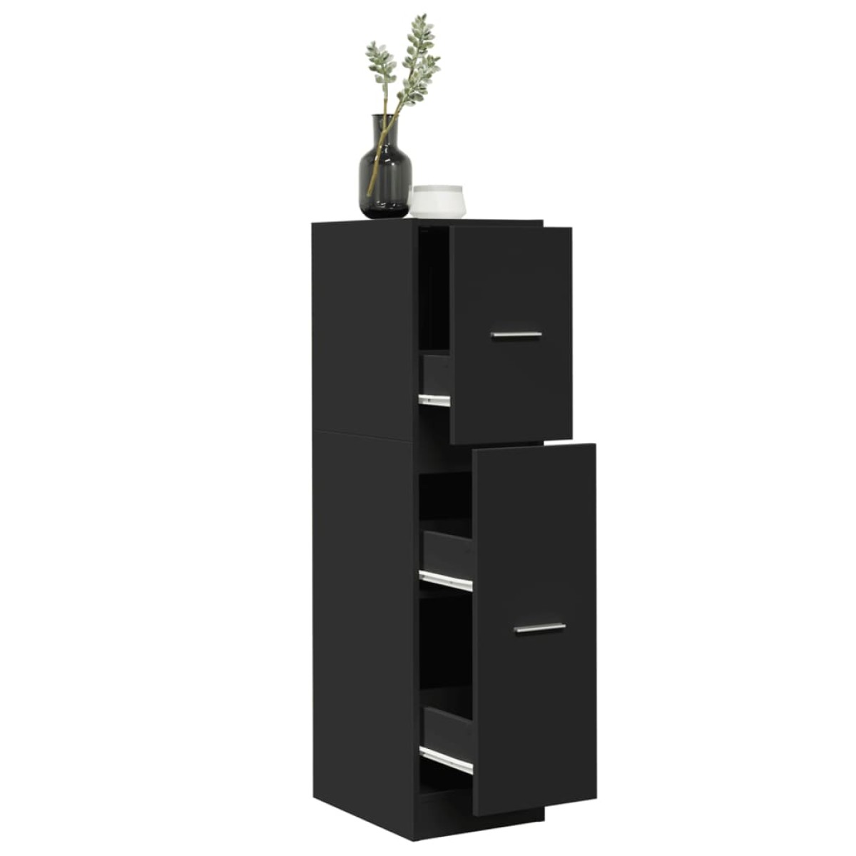 vidaXL Συρταριέρα Γενικής Χρήσης Μαύρο 30x41x118 εκ. Επεξ. Ξύλο