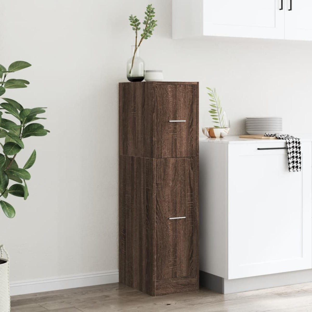 vidaXL Συρταριέρα Γενικής Χρήσης Καφέ Δρυς 30x41x118 εκ. Επεξ. Ξύλο