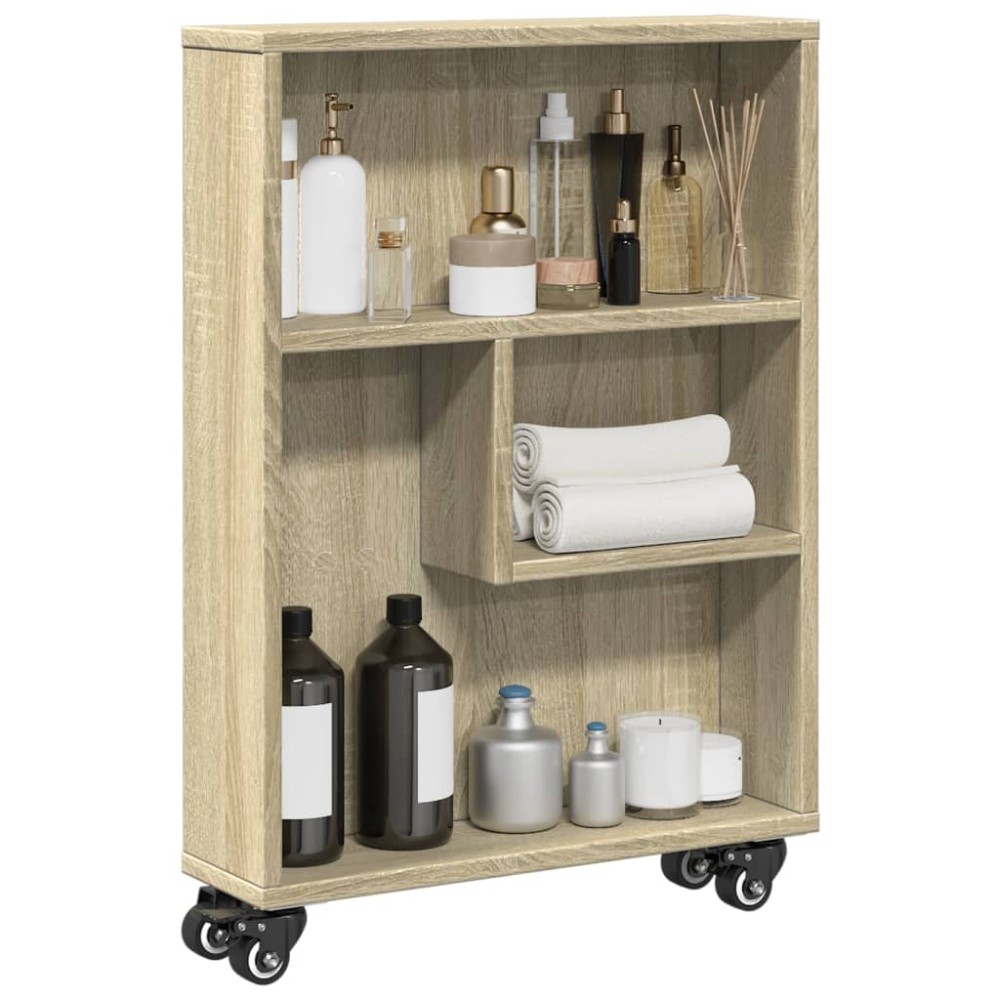vidaXL Στενό Τρόλεϊ Αποθήκευσης Sonoma Δρυς 48x13x68 εκ. από Τεχνητό Ξύλο