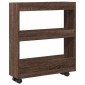 vidaXL Τρόλεϊ Αποθήκευσης Στενό 3 Επιπέδων Καφέ Δρυς Επεξ. Ξύλο