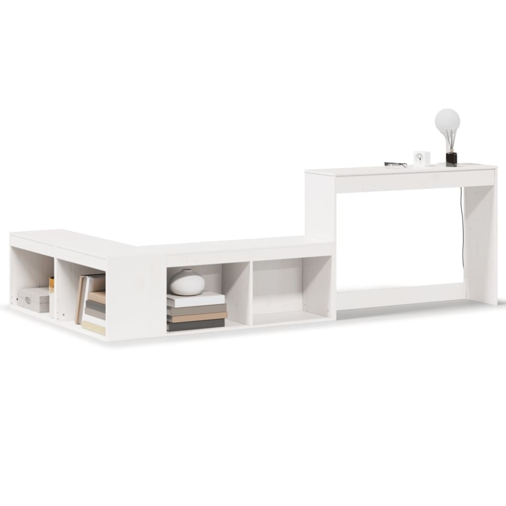 vidaXL Κομοδίνο με Γραφείο Λευκό 232 x 122 x 75 εκ. από Μασίφ Ξύλο Πεύκου
