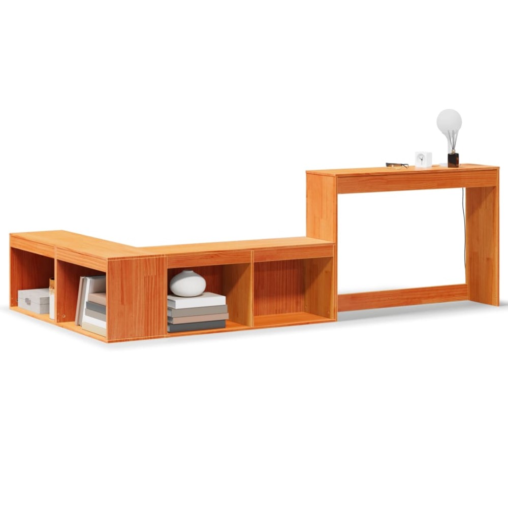 vidaXL Κομοδίνο με Γραφείο Καφέ Κεριού 232x112x75 εκ Μασίφ Ξύλο Πεύκου