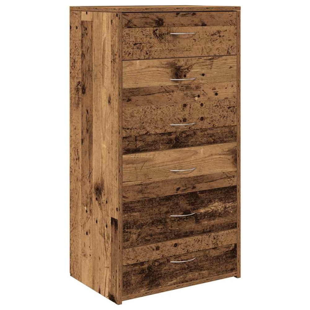 vidaXL Sideboard με 6 συρτάρια Παλαιό ξύλο 50x34x96 cm Ξύλο μηχανής