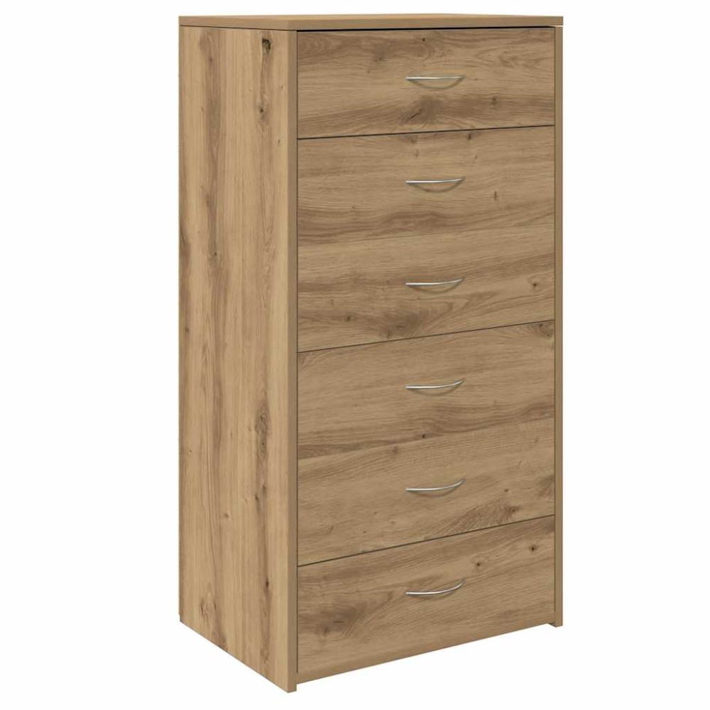 vidaXL Συρταριέρα με 6 Συρτάρια Τεχνίτης Δρυς 50x34x96 εκ. Μοριοσανίδα