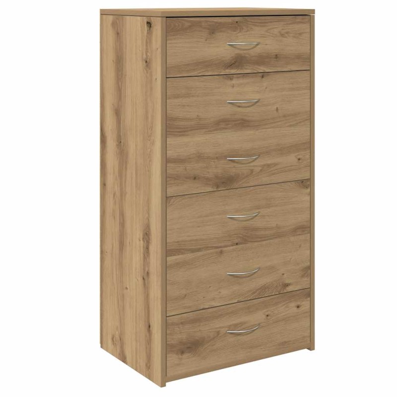 vidaXL Συρταριέρα με 6 Συρτάρια Τεχνίτης Δρυς 50x34x96 εκ. Μοριοσανίδα