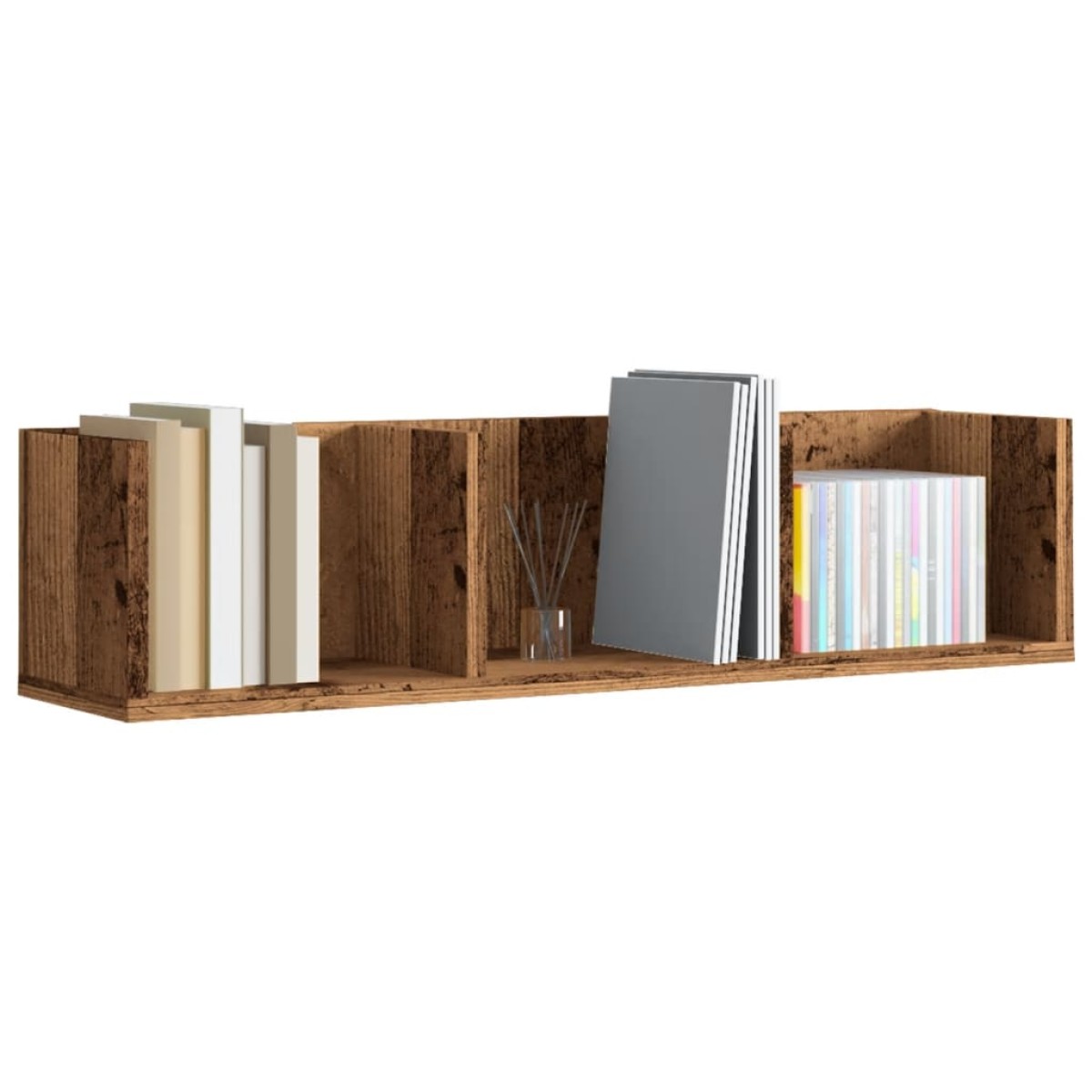 vidaXL Ράφι Τοίχου για CD Παλιό Ξύλο 75 x 18 x 18 εκ. Μοριοσανίδα