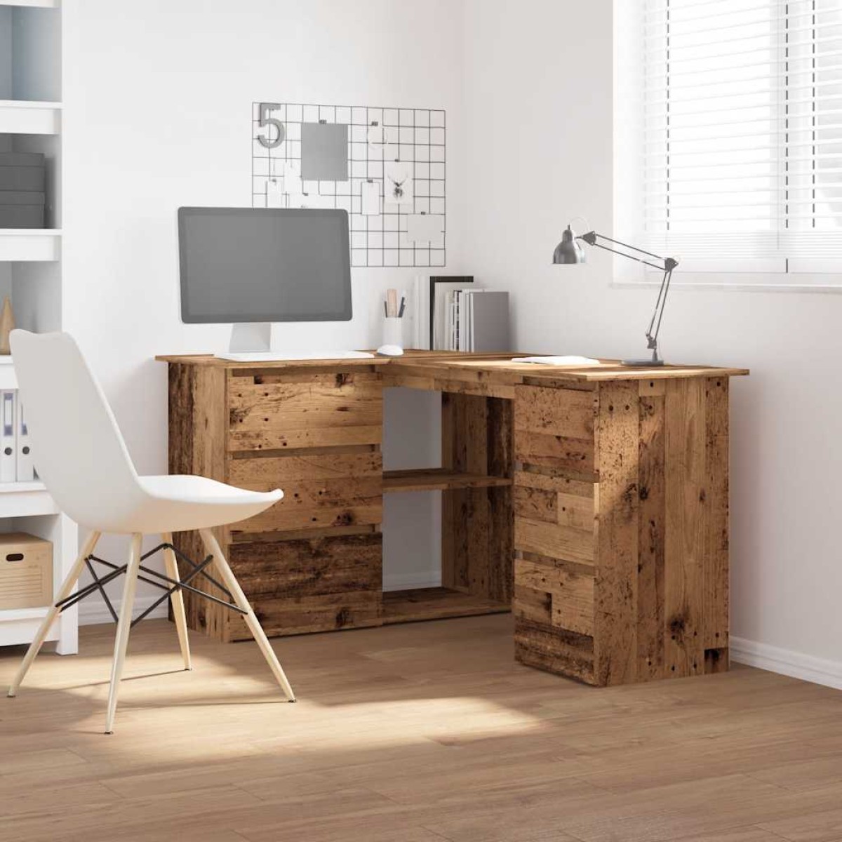 Γωνιακό γραφείο vidaXL Παλιό ξύλο 145x100x76 cm Κατασκευασμένο ξύλο