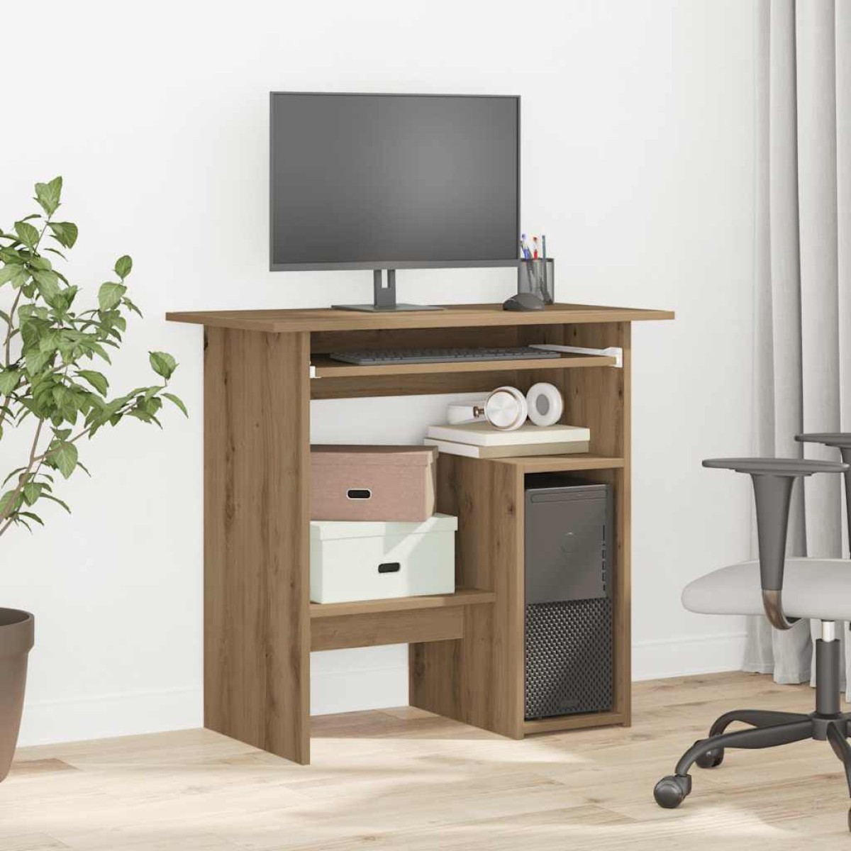 vidaXL Γραφείο Αρτισιανή Δρυς 80x45x74 εκ. από Επεξεργασμένο Ξύλο