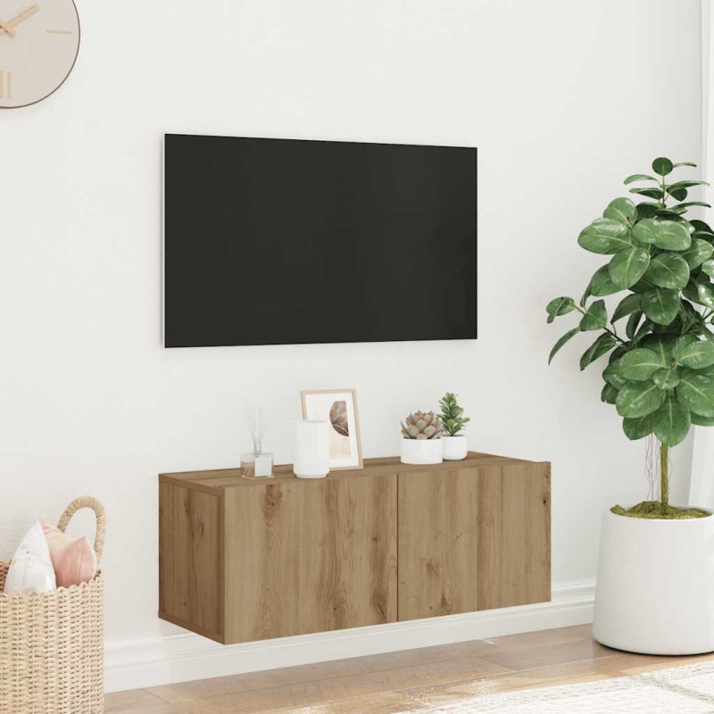 vidaXL Επίτοιχο ντουλάπι τηλεόρασης Artisan Oak 80x30x30 cm