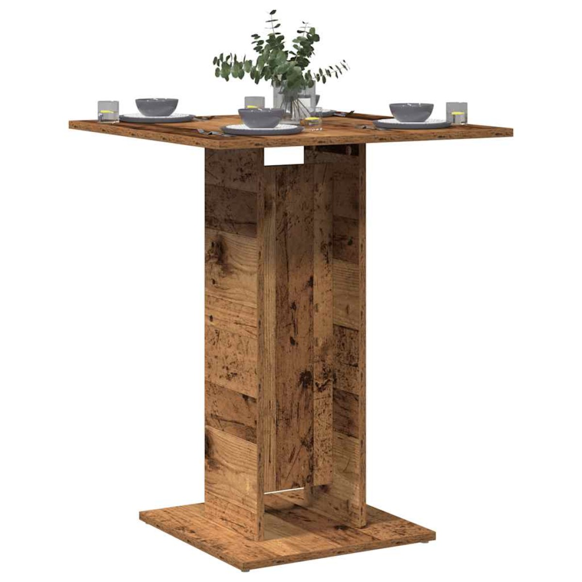 vidaXL Τραπέζι Bistro Παλιό Ξύλο 60 x 60 x 75 εκ. Μοριοσανίδα