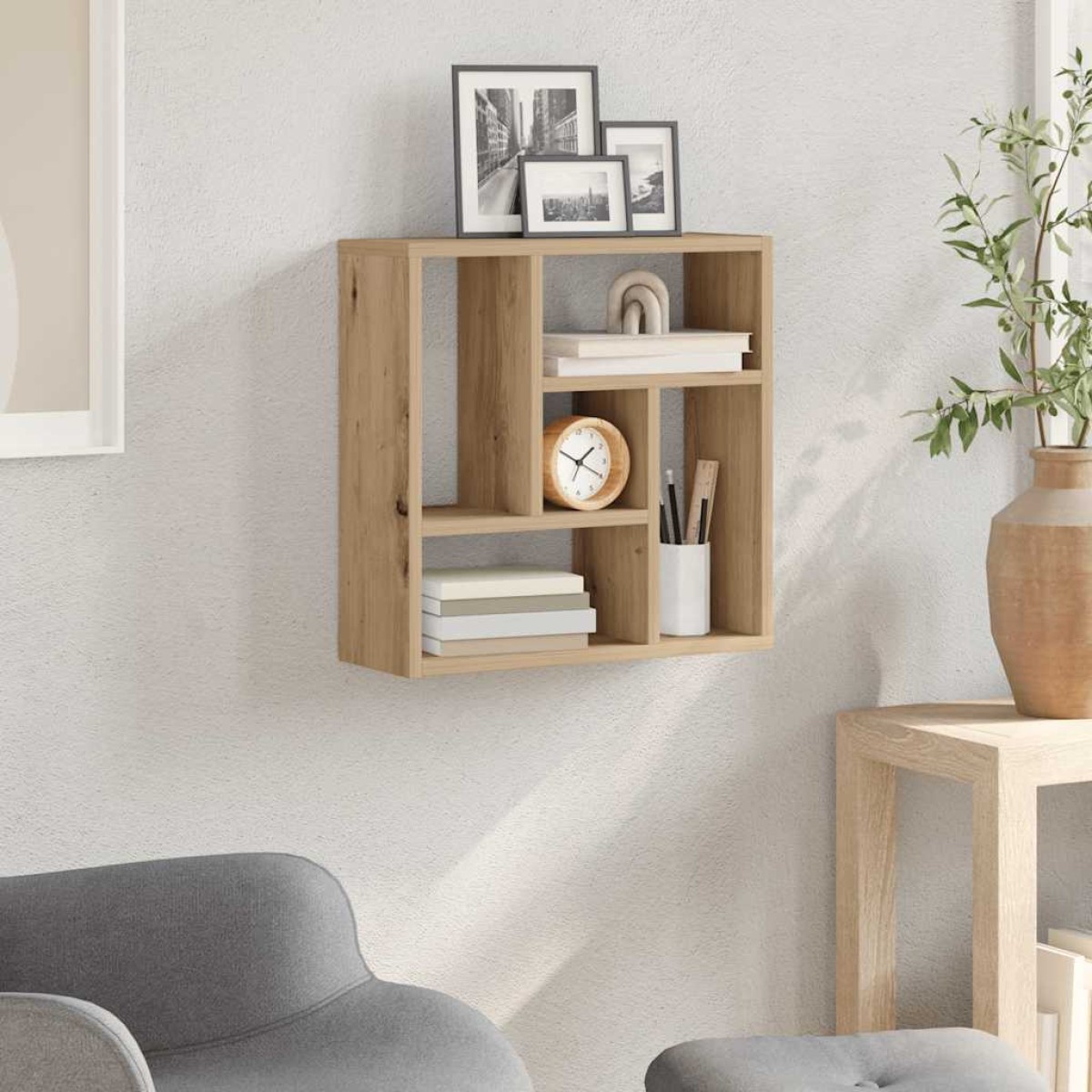 vidaXL Ράφι Τοίχου για Τεχνίτης Δρυς 45x16x45 εκ. Μοριοσανίδα