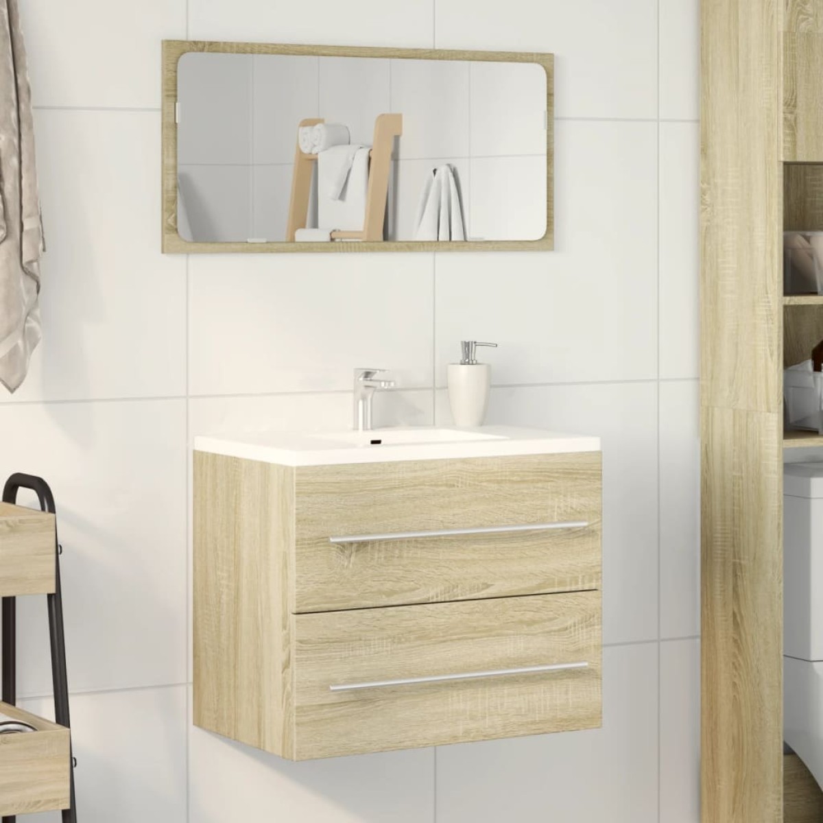vidaXL Ντουλάπι Νιπτήρα Sonoma Δρυς 60 x 38,5 x 48 εκ. από Επεξ. Ξύλο