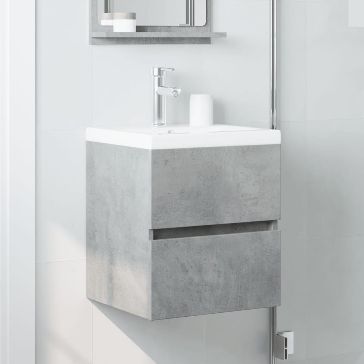vidaXL Ντουλάπι Νιπτήρα Γκρι Σκυροδ. 41x38,5x45 εκ. Επεξεργασμένο Ξύλο