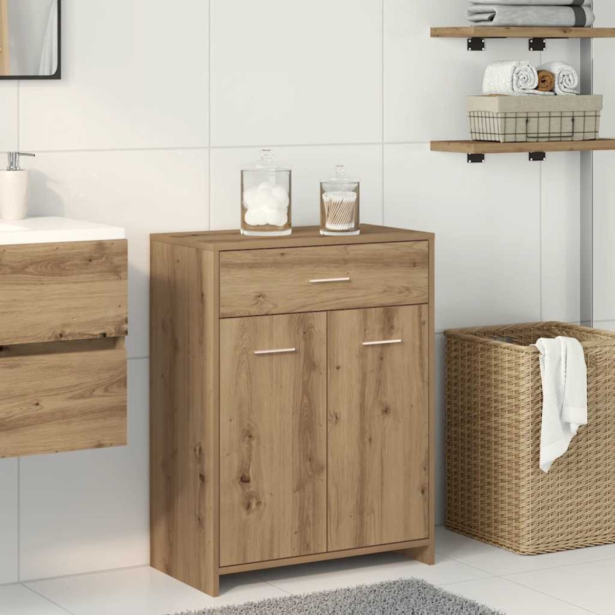 vidaXL Ντουλάπι Μπάνιου Αρτισιανή Δρυς 60x33x80 εκ. Επεξ. Ξύλο