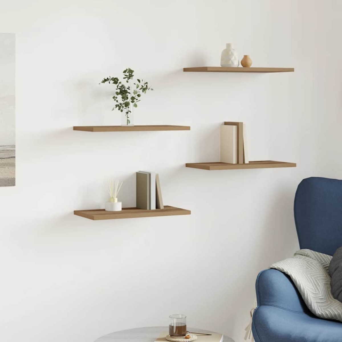 vidaXL Ράφια Τοίχου 4 τεμ. Artisan Δρυς 40x20x1,5εκ. από Επεξεργ. Ξύλο