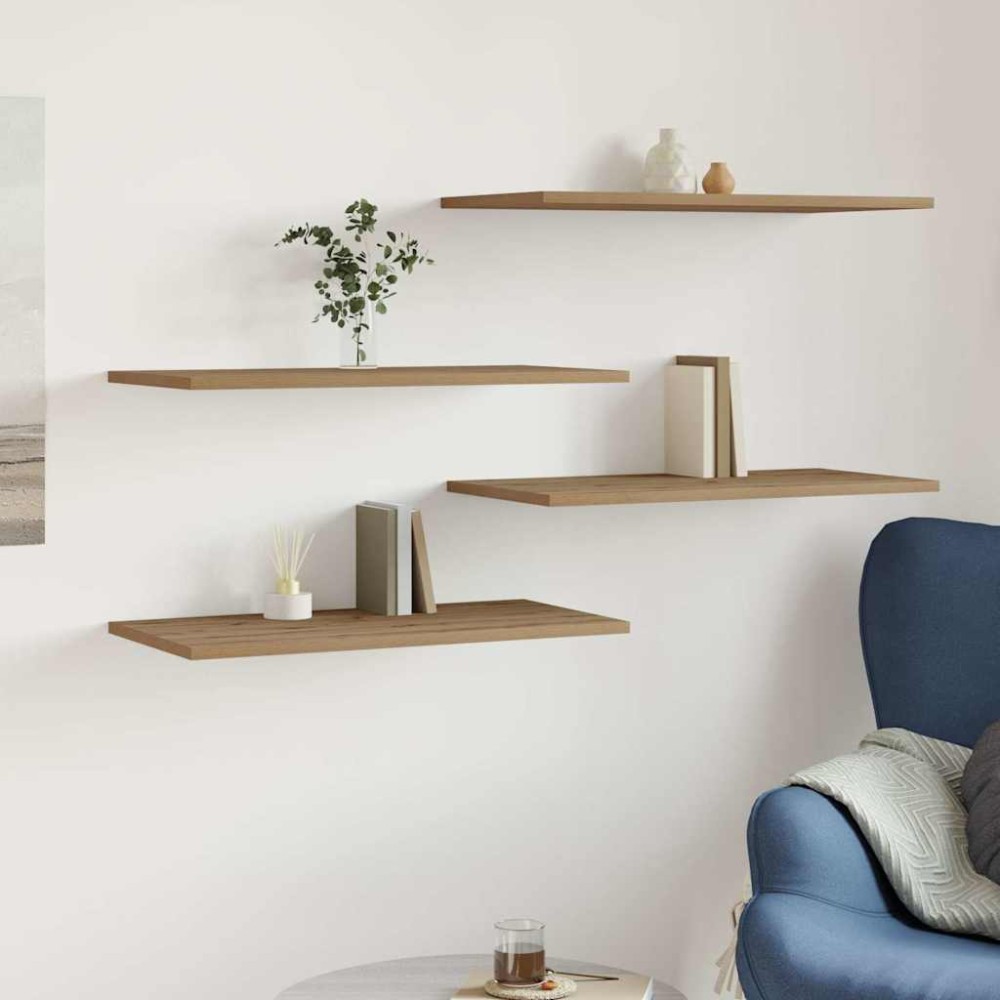 vidaXL Ράφια Τοίχου 4 τεμ. Artisan Δρυς 60x30x1,5εκ. από Επεξεργ. Ξύλο
