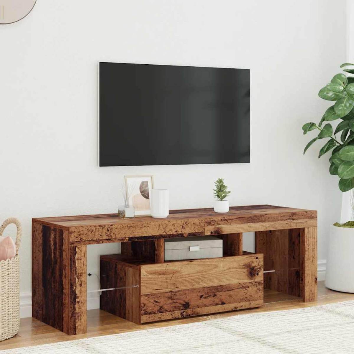 vidaXL Έπιπλο Τηλεόρασης LED Όψη Παλαιού Ξύλου120x36,5x40εκ.Επεξ. Ξύλο