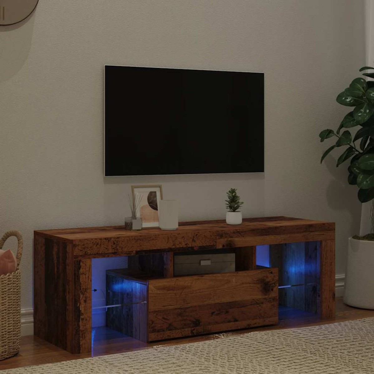 vidaXL Έπιπλο Τηλεόρασης LED Όψη Παλαιού Ξύλου120x36,5x40εκ.Επεξ. Ξύλο