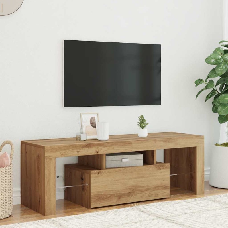 vidaXL Έπιπλο Τηλεόρασης με LED Αρτισιανή Δρυς 120x36,5x40εκ Επεξ.Ξύλο