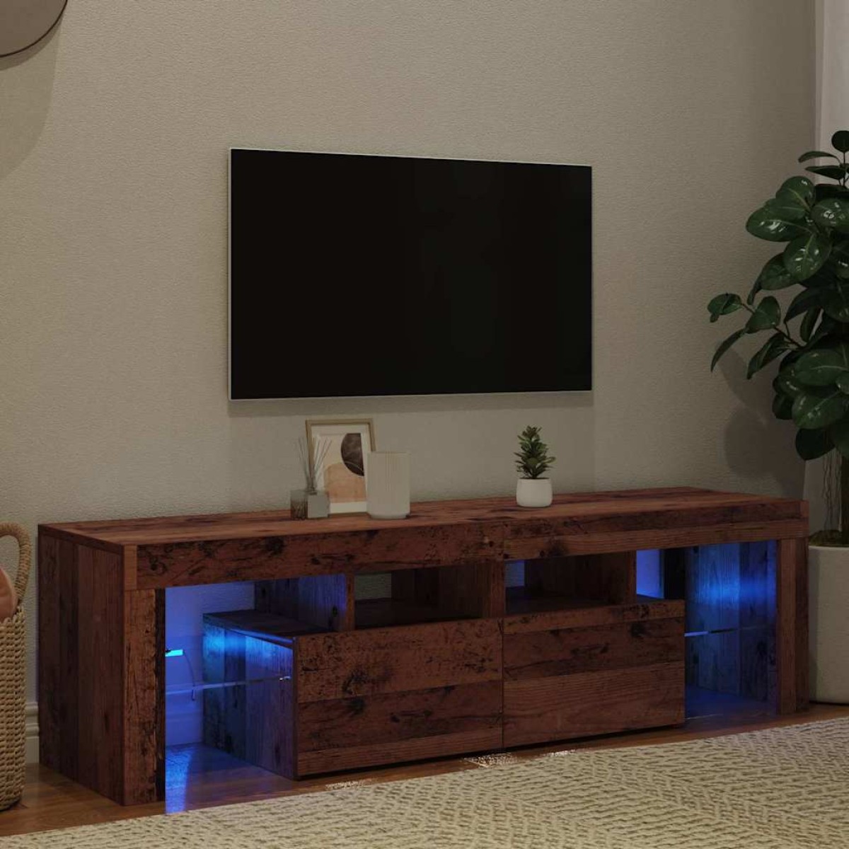 vidaXL Έπιπλο Τηλεόρασης LED Όψη Παλαιού Ξύλου140x36,5x40εκ.Επεξ. Ξύλο
