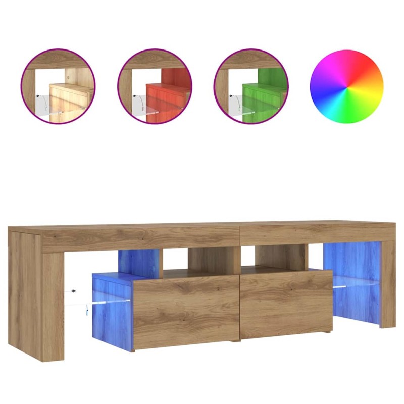 vidaXL Έπιπλο Τηλεόρασης με LED Αρτισιανή Δρυς 140x36,5x40εκ Επεξ.Ξύλο