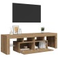 vidaXL Έπιπλο Τηλεόρασης με LED Αρτισιανή Δρυς 140x36,5x40εκ Επεξ.Ξύλο