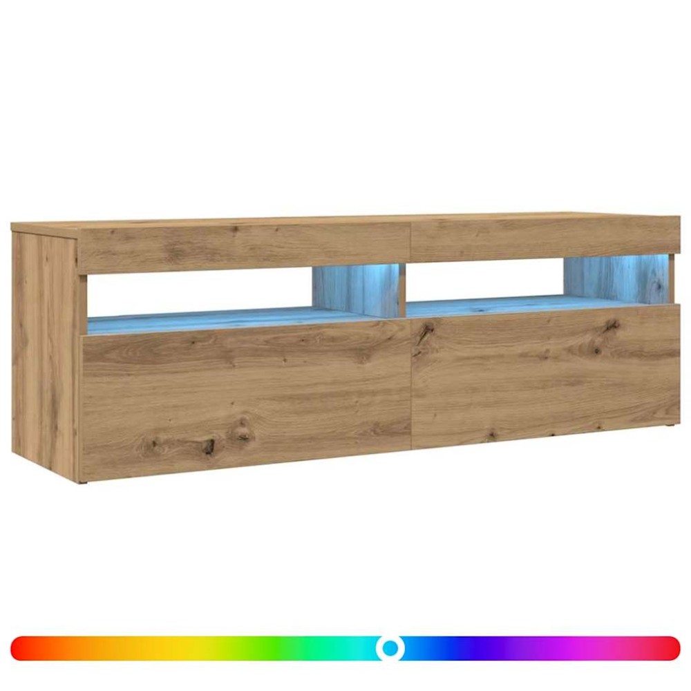 vidaXL Έπιπλο Τηλεόρασης με LED Αρτισιανή Δρυς 120x35x40 εκ Επεξ.Ξύλο