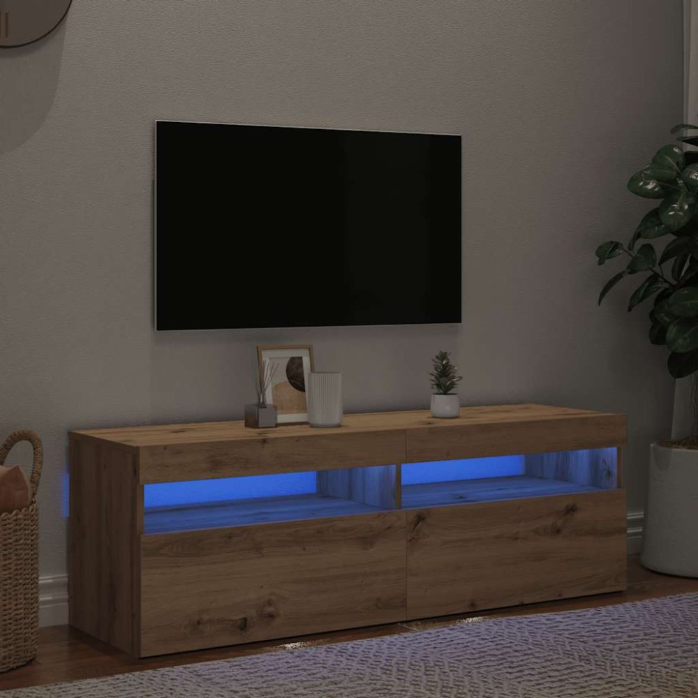vidaXL Έπιπλο Τηλεόρασης με LED Αρτισιανή Δρυς 120x35x40 εκ Επεξ.Ξύλο