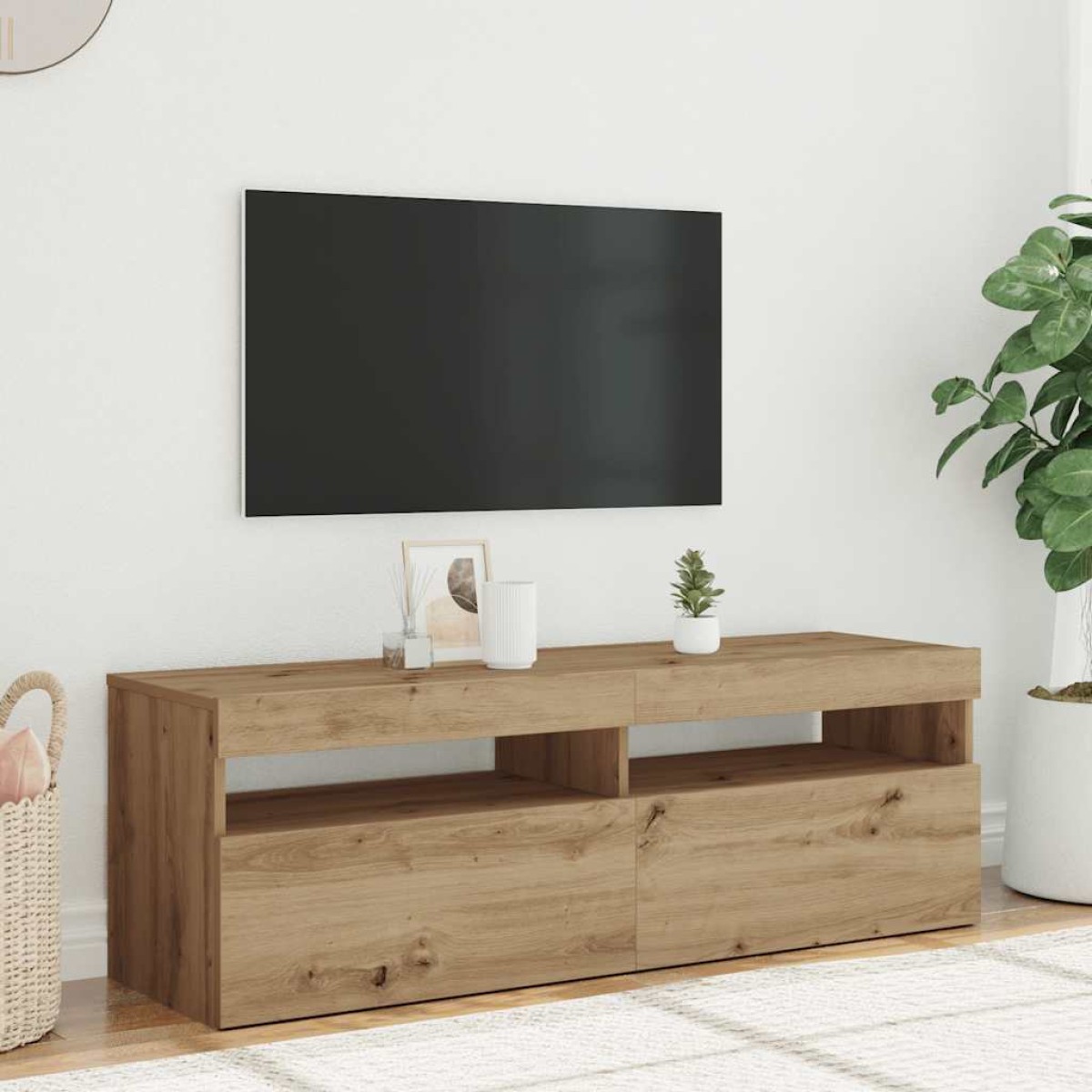 vidaXL Έπιπλο Τηλεόρασης με LED Αρτισιανή Δρυς 120x35x40 εκ Επεξ.Ξύλο