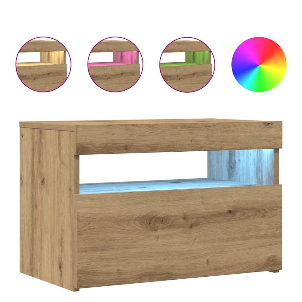 ντουλάπι τηλεόρασης vidaXL με φώτα LED Artisan Oak Κατασκευασμένο ξύλο