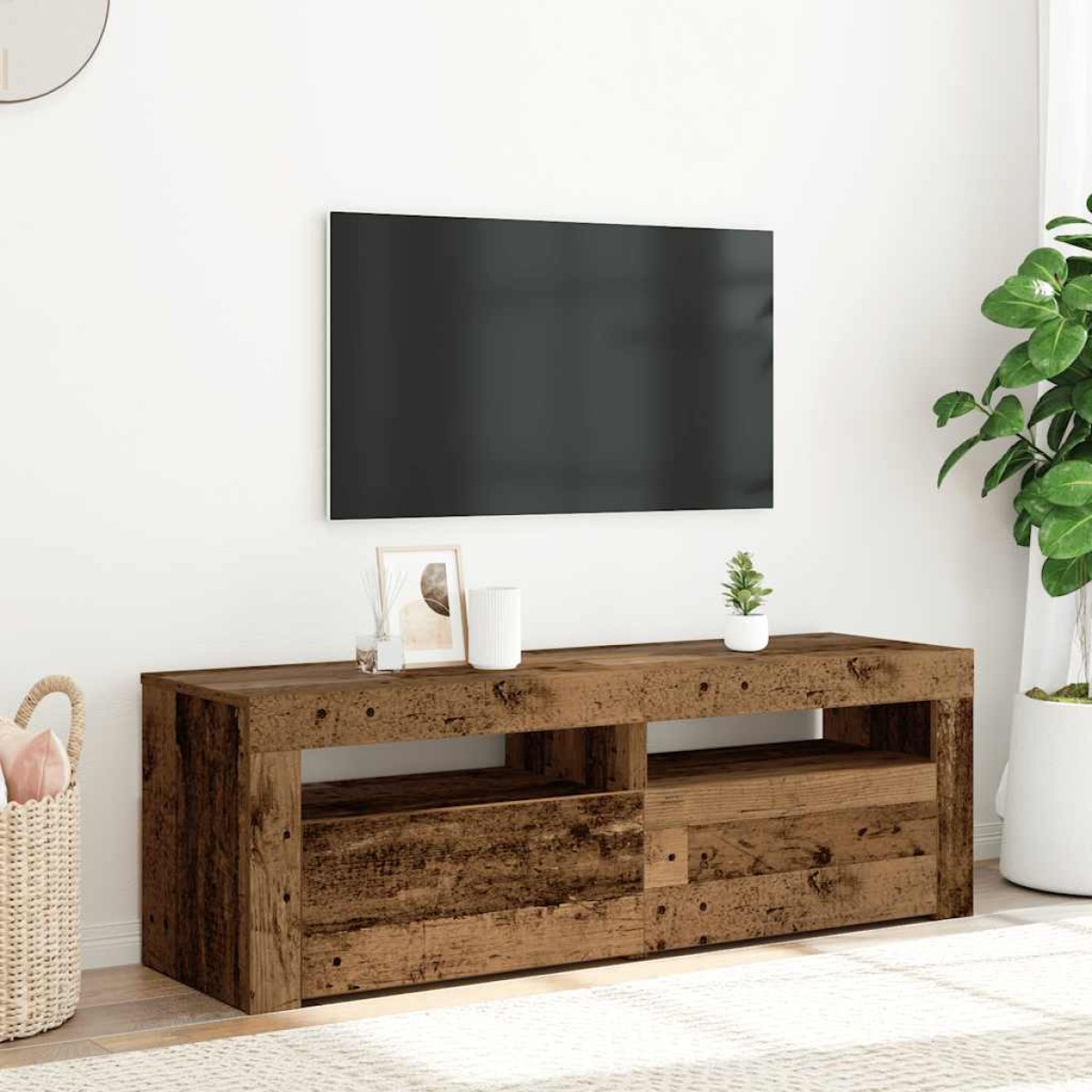 vidaXL Έπιπλο Τηλεόρασης LED Όψη Παλαιού Ξύλου 120x35x40 εκ.Επεξ. Ξύλο