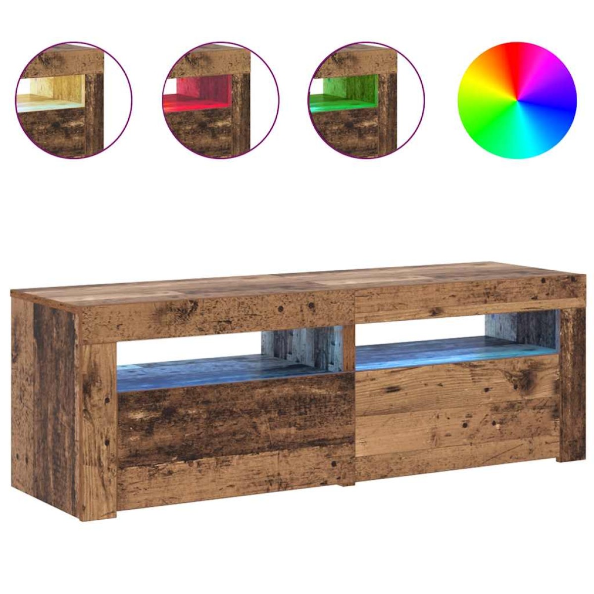 vidaXL Έπιπλο Τηλεόρασης LED Όψη Παλαιού Ξύλου 120x35x40 εκ.Επεξ. Ξύλο