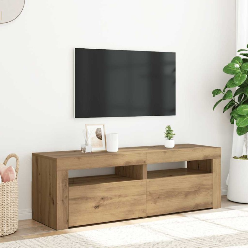 vidaXL Έπιπλο Τηλεόρασης με LED Αρτισιανή Δρυς 120x35x40 εκ Επεξ.Ξύλο